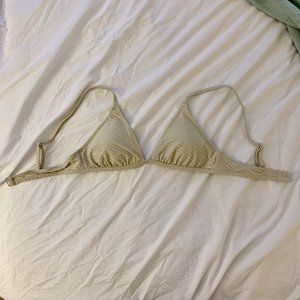 Aerie Jacquard Triangle Bikini Top, Cream, Medium, NWT